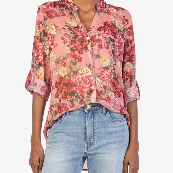 Kut from the Kloth - Jasmine Chiffon Blouse - Milan Coral - Picture 1 of 5